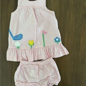 Florence Eiseman Pink and Blue Casual Dress with Whimsical Appliqués